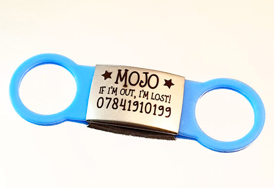 Silicone slide on dog ID tag - BLUE
