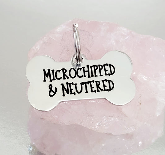 Microchipped & Neutered design bone ID Tag