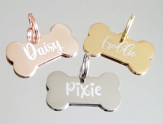 Bone design bone ID Tag. Laser engraved