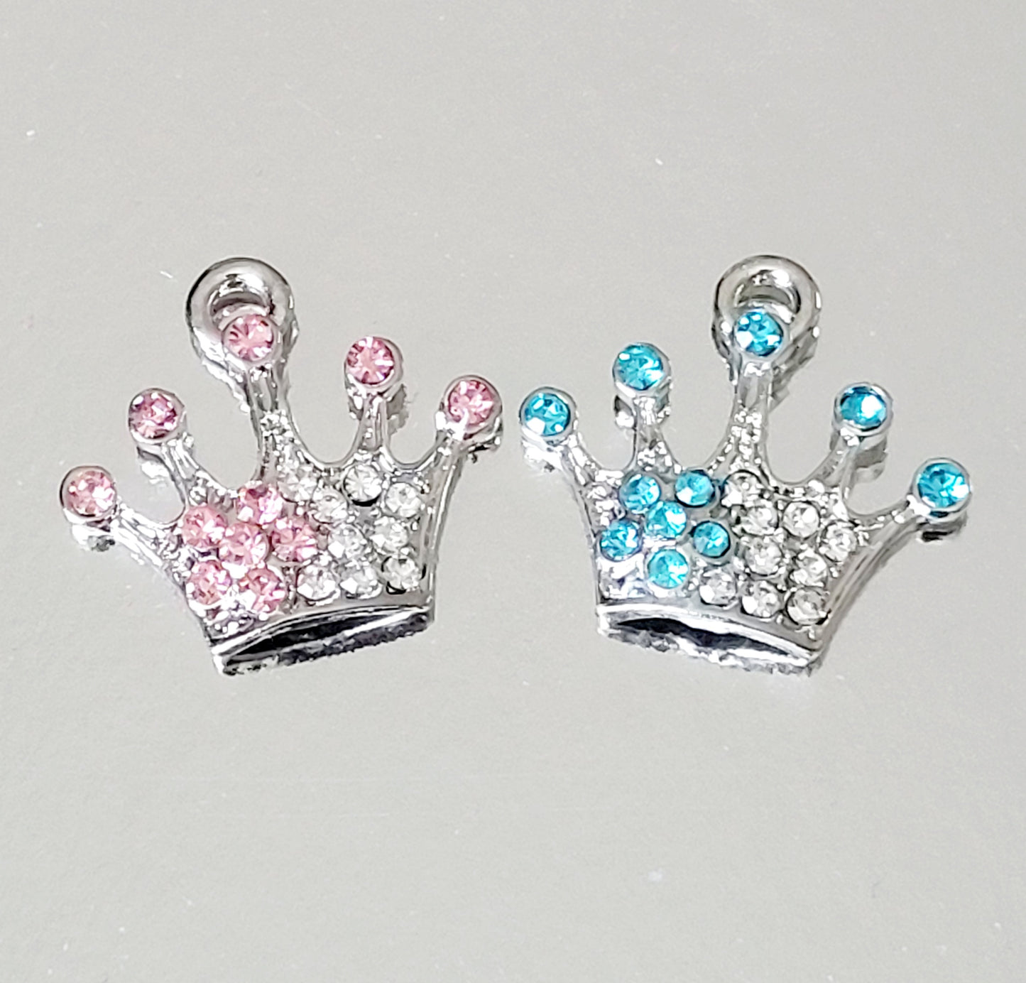 Pink or blue crown and steel disk ID tag