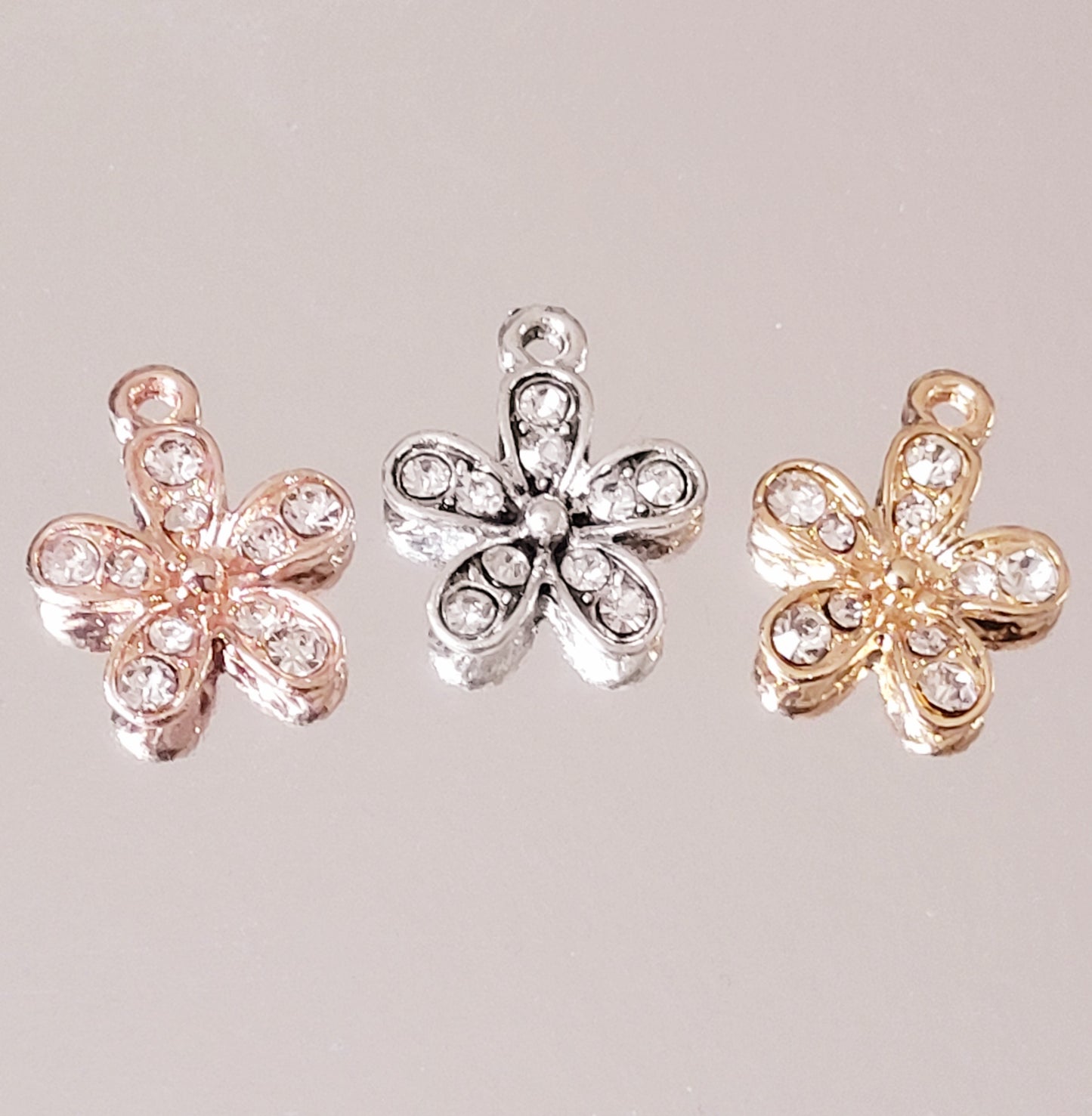 Flower charm and steel disk ID tag