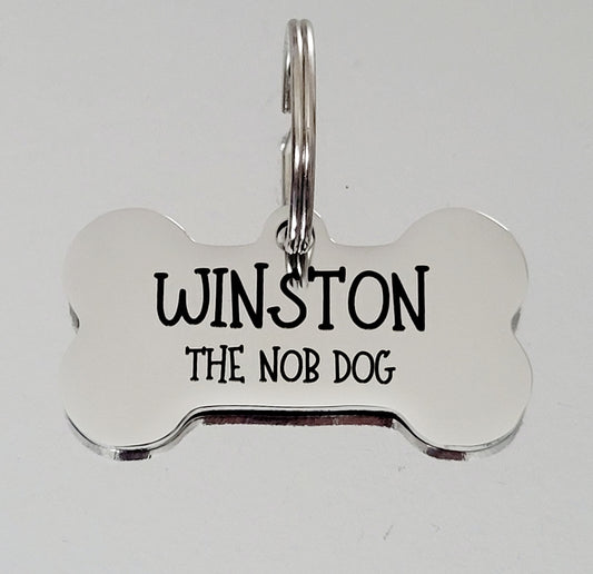 The Nob Dog design bone ID Tag