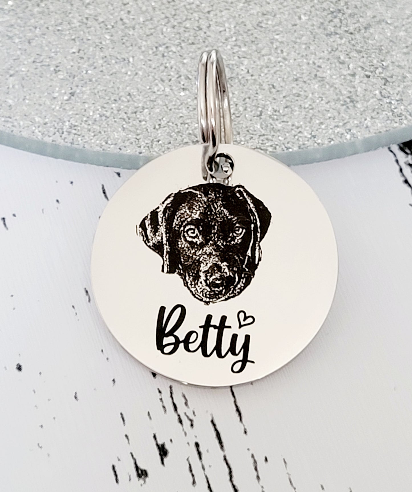 Photo Engraved stainless steel disk ID tag