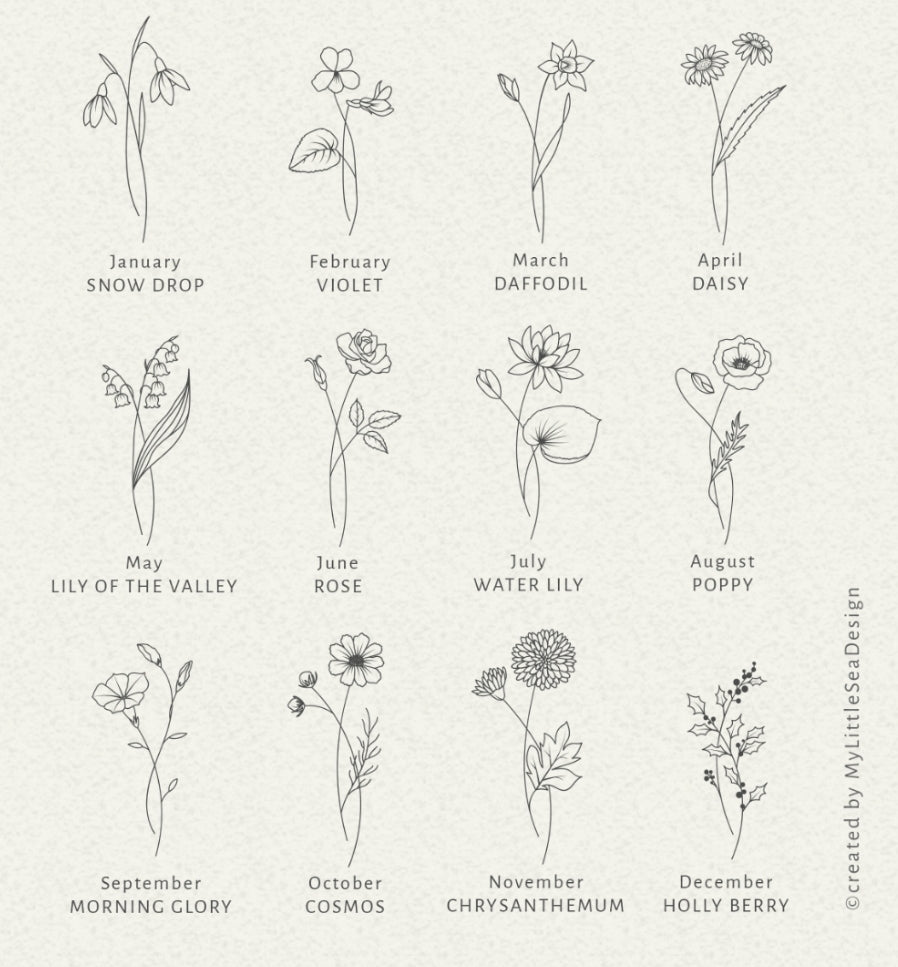 Birth Flower Pet ID Tag