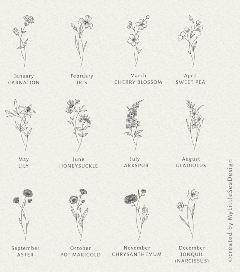 Birth Flower Pet ID Tag