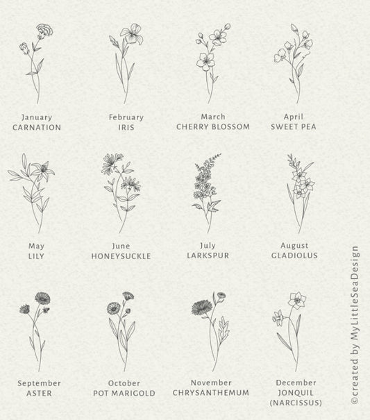 Birth Flower Pet ID Tag