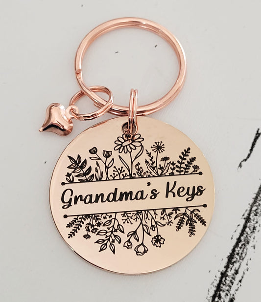 Pretty floral keyring / handbag charm with any name or word.