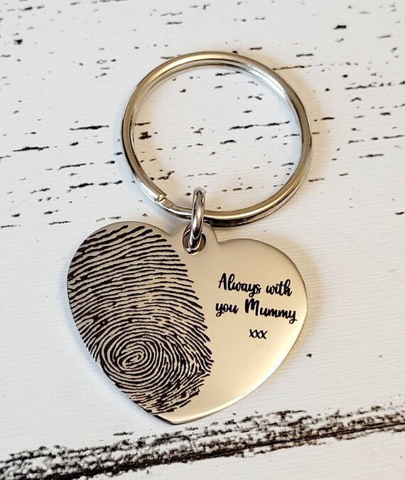 Actual handprint, footprint or fingerprint keyring. From any photo.