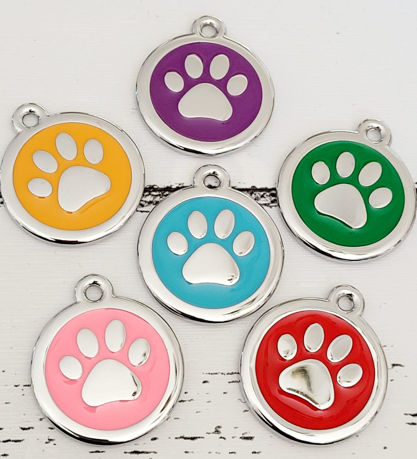 Coloured pawprint 25mm cat / dog ID tag